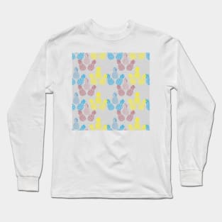 blue yellow and pink pineapple pattern Long Sleeve T-Shirt